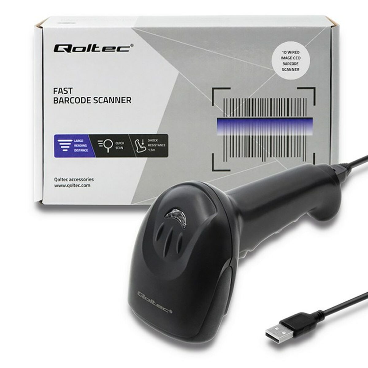 Leitor de códigos de barras Qoltec 50866
